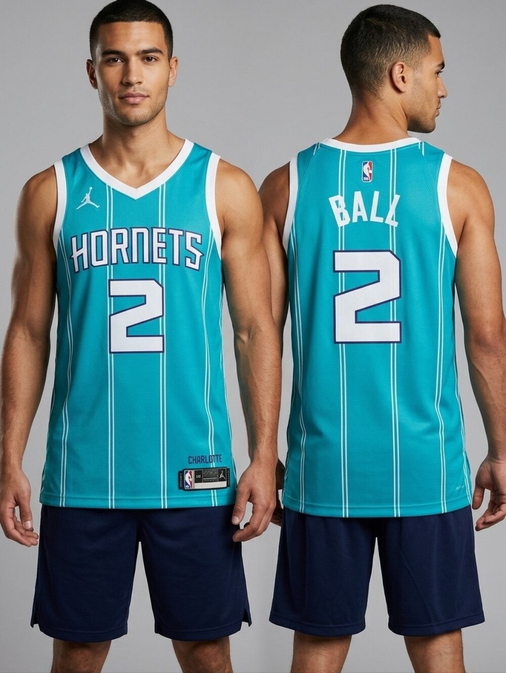 Nike Air Jordan Teal Hornets Lamelo #2 Ball Swingman Basketball Jersey
